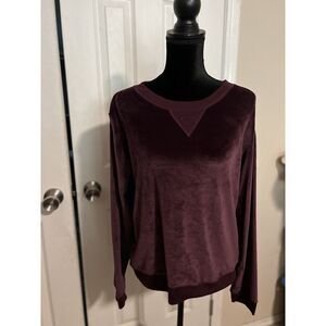 Honeydew Size Large Purple Lounge Top Velour  (ta)‎ D23